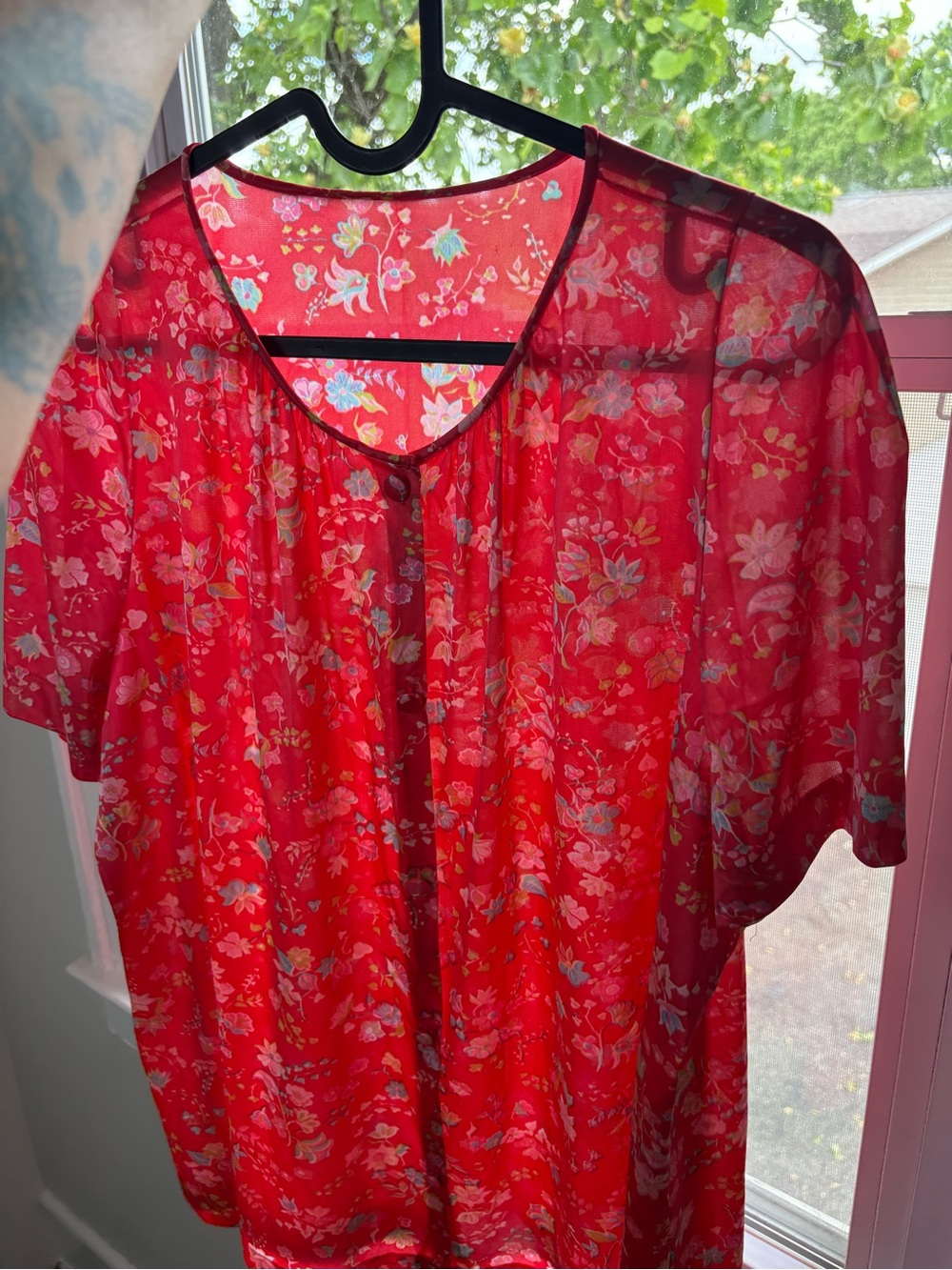 Vintage Satin Floral Lounge Blouse